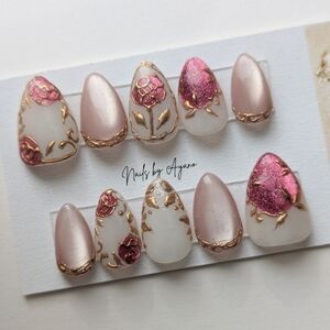 Pink and Gold Press-On Nails